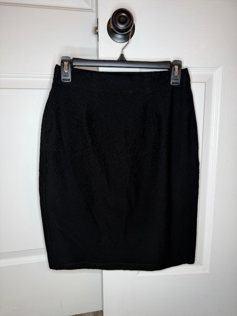 Eileen Fisher Pull On Black Stretch Short Above Knee Pencil Skirt Women XS